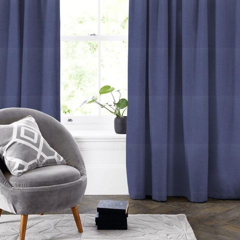 Panama Saxa Blue Made To Measure Curtain