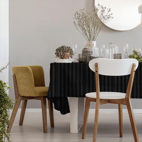 Ascot Stripe Black Tablecloth