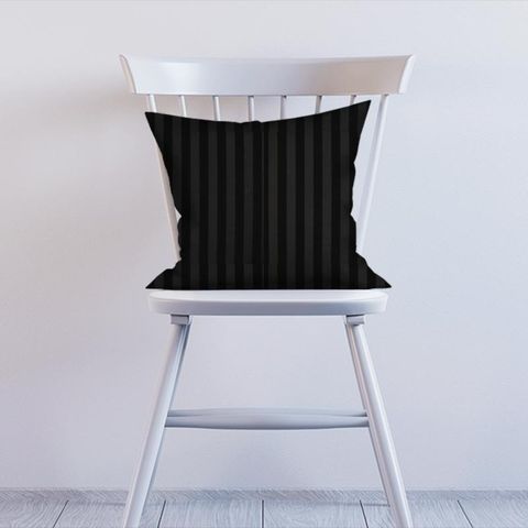 Ascot Stripe Black Cushion