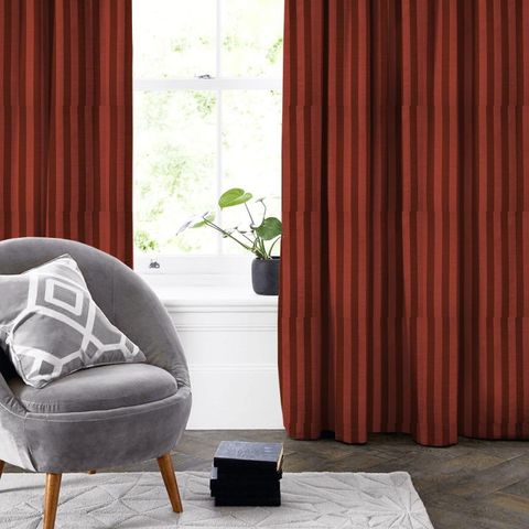 Ascot Stripe Red Made To Measure Curtain