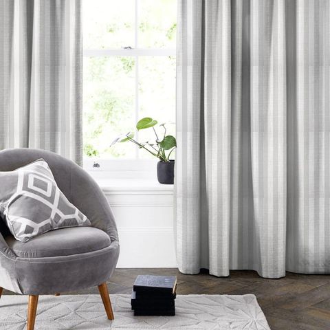Ascot Stripe White Made To Measure Curtain
