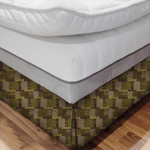 Prague Olive Bed Base Valance