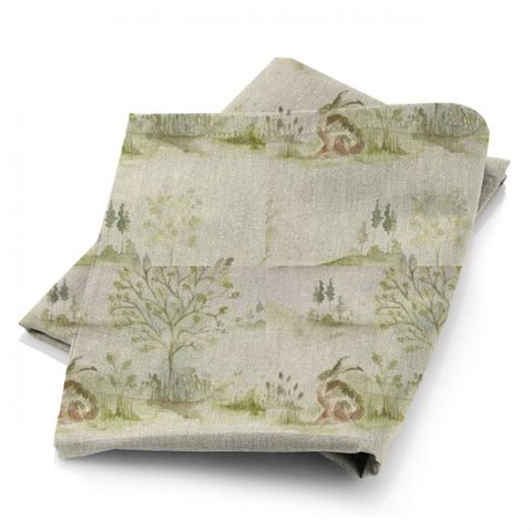 Boxing Hares Linen Fabric