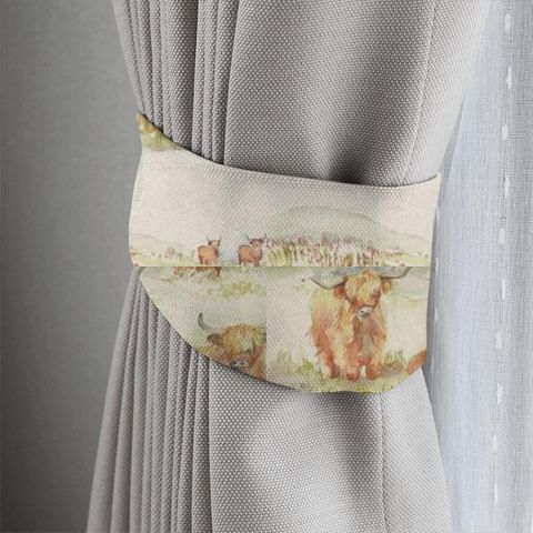 Highland Cattle Linen Tieback