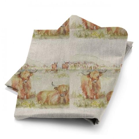 Highland Cattle Linen Fabric