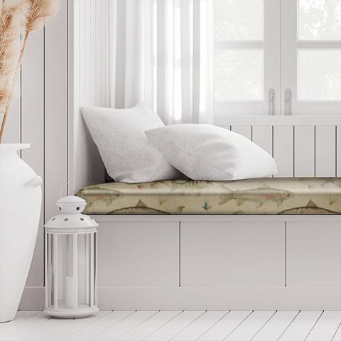 River Fish Linen Box Cushion
