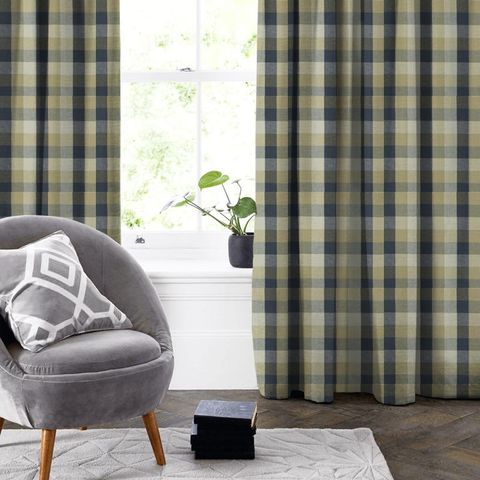 Austin Check Midnight Made To Measure Curtain