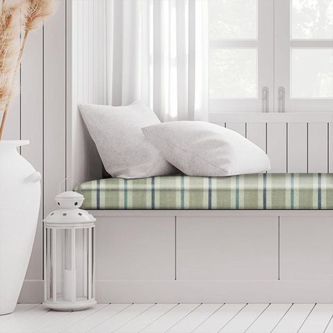 Sackville Stripe Eau De Nil / Linen Box Cushion