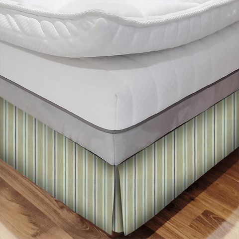 Sackville Stripe Eau De Nil / Linen Bed Base Valance