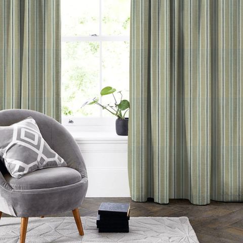 Sackville Stripe Eau De Nil / Linen Made To Measure Curtain