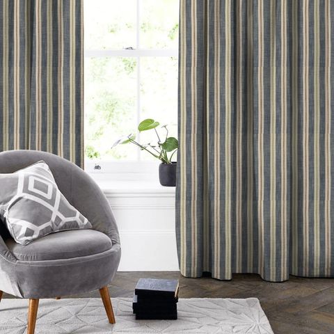 Sackville Stripe Midnight / Spice Made To Measure Curtain