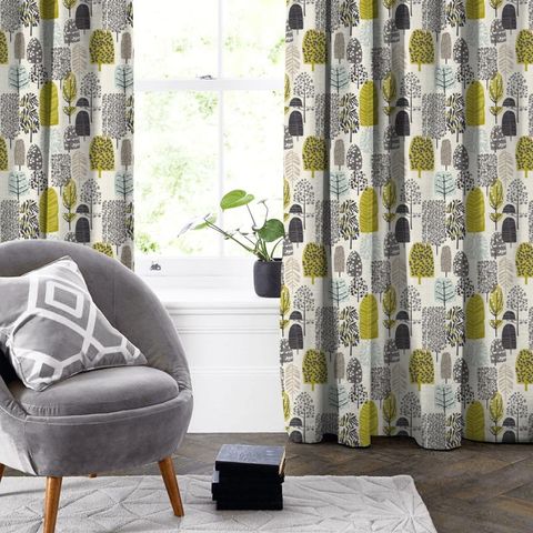 Trad Chartreuse / Charcoal Made To Measure Curtain