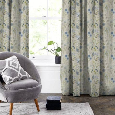 Flora Linen Duck Egg Made To Measure Curtain