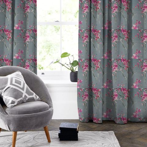 Seville Blossom Slate Made To Measure Curtain