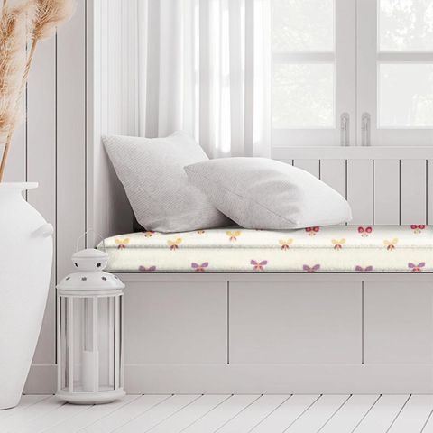 Flutterby Rhubarb / Violet / Rose Box Cushion