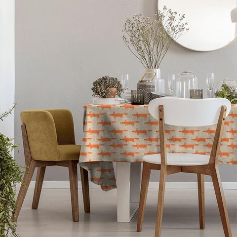 Mr Fox Tangerine / Linen Tablecloth