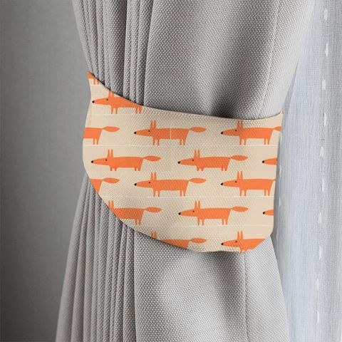 Mr Fox Tangerine / Linen Tieback