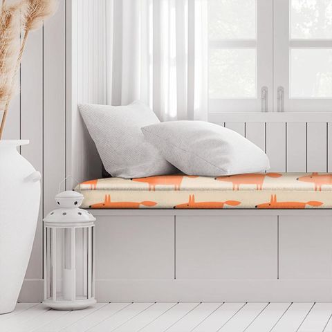 Mr Fox Tangerine / Linen Box Cushion