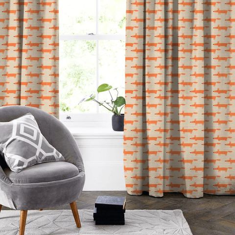 Mr Fox Tangerine / Linen Made To Measure Curtain