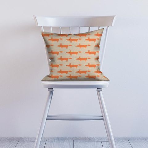 Mr Fox Tangerine / Linen Cushion