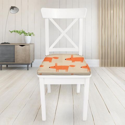 Mr Fox Tangerine / Linen Seat Pad Cover