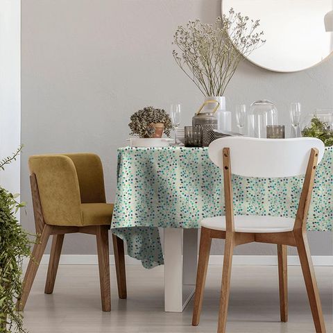 Berry Tree Peacock Powder Blue Lime And Neutral Tablecloth