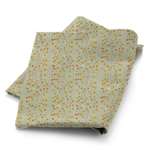 Berry Tree Neutral Tangerine Powder Blue And Lemon Fabric