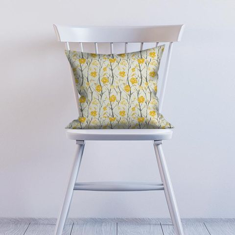 Celandine Chalk Charcoal And Sunflower Cushion