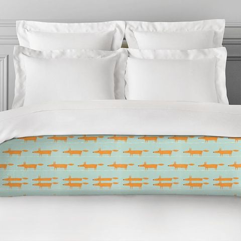 Mr Fox Sky Tangerine And Chalk Bed Runner