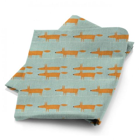 Mr Fox Sky Tangerine And Chalk Fabric