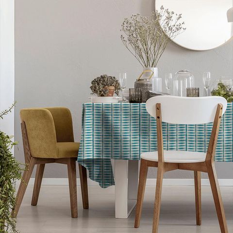 Shibori Teal / Linen Tablecloth