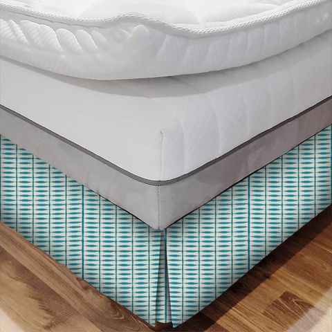 Shibori Teal / Linen Bed Base Valance