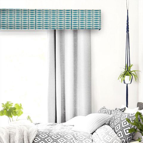 Shibori Teal / Linen Pelmet