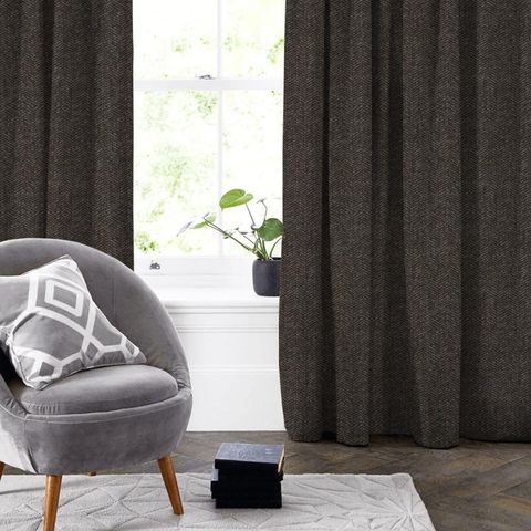 Tristan Herringbone Soot Made To Measure Curtain