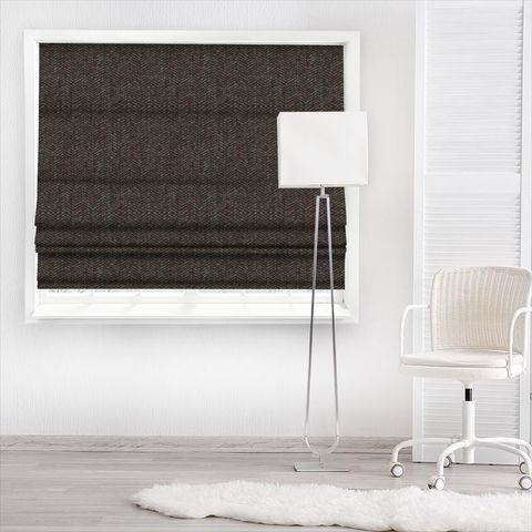 Tristan Herringbone Soot Made To Measure Roman Blind