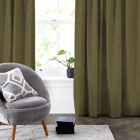 Wool Herringbone Moss Made To Measure Curtain