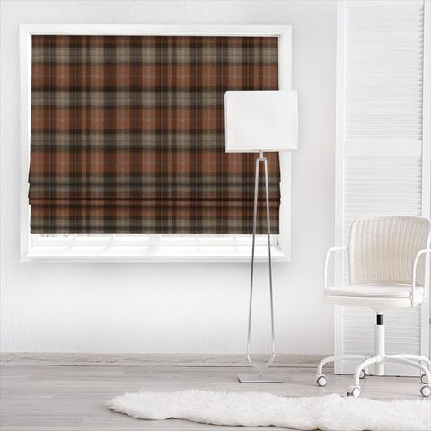 Wool Plaid Chestnut Tree Made To Measure Roman Blind