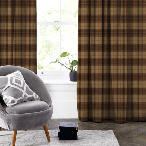 Wool Plaid Toffee Apple Made To Measure Curtain