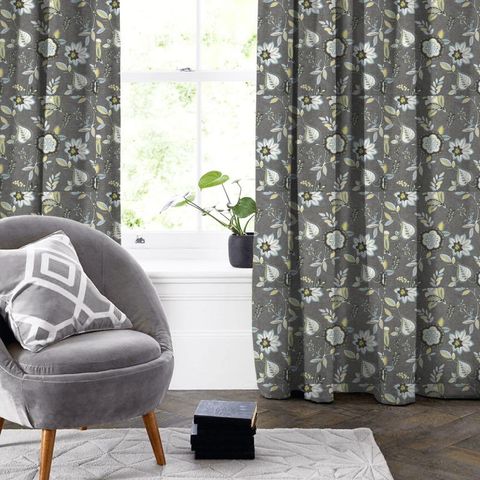 Octavia Charcoal/Chartreuse Made To Measure Curtain