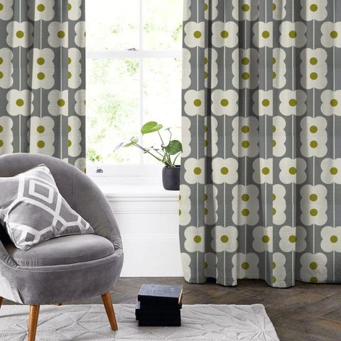 Abacus Flower Olive Made To Measure Curtain