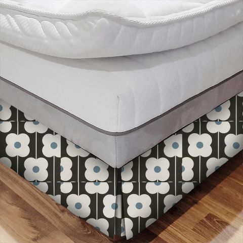 Abacus Flower Powder Blue Bed Base Valance