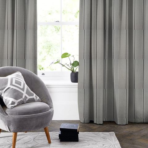 Bromley Stripe Silver Made To Measure Curtain