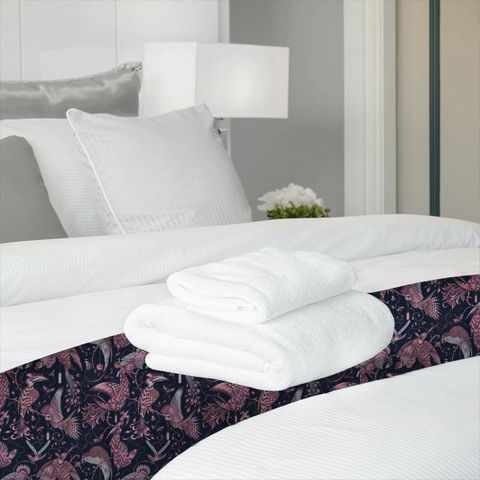 Audubon Pink Velvet Bed Runner