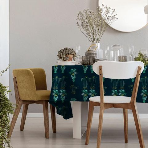 Jungle Palms Navy Tablecloth