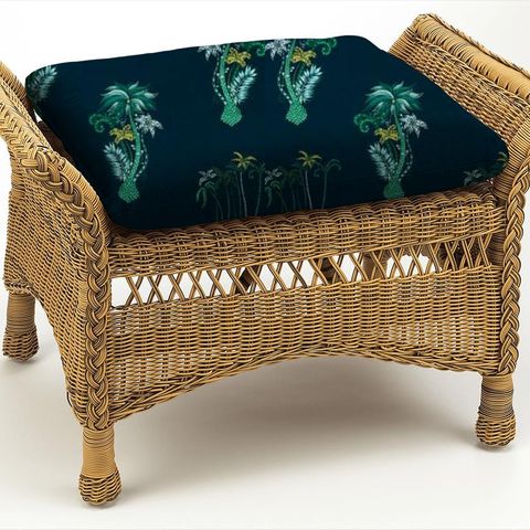 Jungle Palms Navy Box Cushion