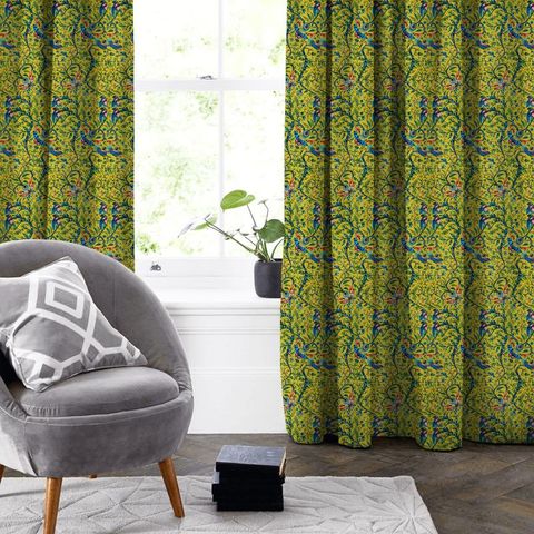 Rousseau Lime Velvet Made To Measure Curtain
