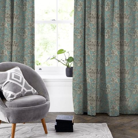 Woodsford Teal Made To Measure Curtain