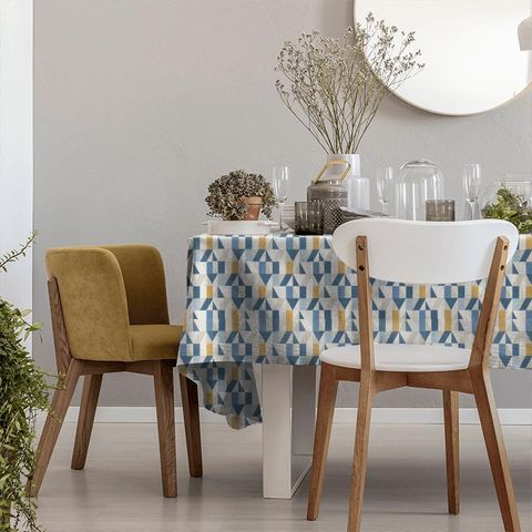 Nuevo Indigo/Slate/Satsuma Tablecloth