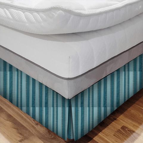 St James Stripe Teal Bed Base Valance