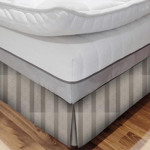 Brocade Stripe Ash Grey Bed Base Valance